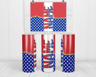 American Flag Personalized 20oz Insulated Tumbler with Lid and Straw