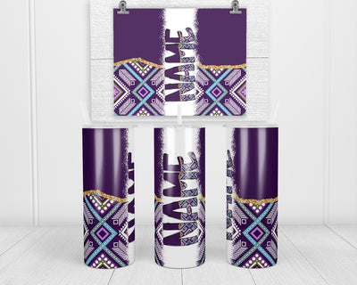 Purple Aztec Personalized 20oz Insulated Tumbler with Lid and Straw