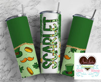Leprechaun Personalized 20oz Insulated Tumbler with Lid and Straw - Sew Lucky Embroidery