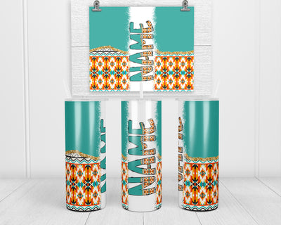 Orange Aztec Personalized 20oz Insulated Tumbler with Lid and Straw