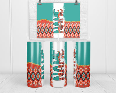 Teal and Pink Diamonds Personalized 20oz Insulated Tumbler with Lid and Straw