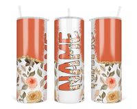 Fall Floral Personalized 20 oz insulated tumbler with lid and straw - Sew Lucky Embroidery