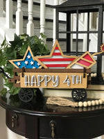 July 4th Handmade Wood Wagon Interchangeable Decor Set - Sew Lucky Embroidery