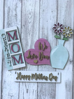 Mothers Day Handmade Wood Wagon Interchangeable Decor Set - Sew Lucky Embroidery