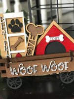 Dog Personalized Handmade Wood Wagon Interchangeable Decor Set - Sew Lucky Embroidery