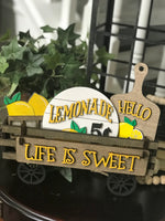 Lemons Handmade Wood Wagon Interchangeable Decor Set - Sew Lucky Embroidery