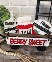 Strawberry Berry Sweet Handmade Wood Wagon Interchangeable Decor Set - Sew Lucky Embroidery