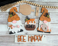 Gnome Honey Bees Handmade Wood Wagon Interchangeable Decor Set - Sew Lucky Embroidery