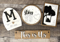 This is Us Personalized Handmade Wood Wagon Interchangeable Decor Set - Sew Lucky Embroidery