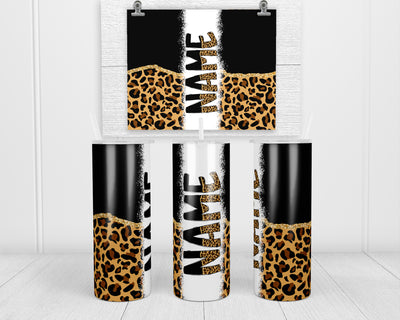 Black Leopard Personalized 20oz Insulated Tumbler with Lid and Straw