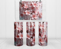3D Cherry Blossom Branch 20 oz insulated tumbler with lid and straw - Sew Lucky Embroidery