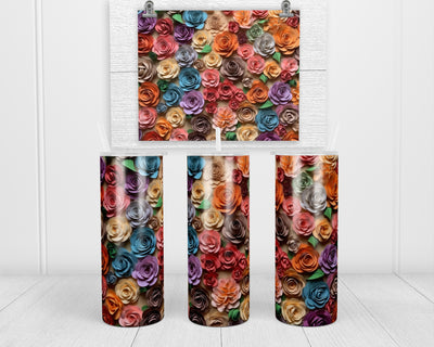 3D Colorful Roses 20 oz insulated tumbler with lid and straw