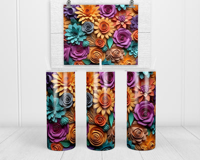 3D Colorful Roses Mix 20 oz insulated tumbler with lid and straw