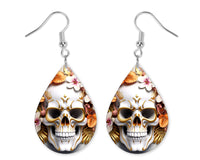 3D Fall Skull Earrings and Necklace Set - Sew Lucky Embroidery