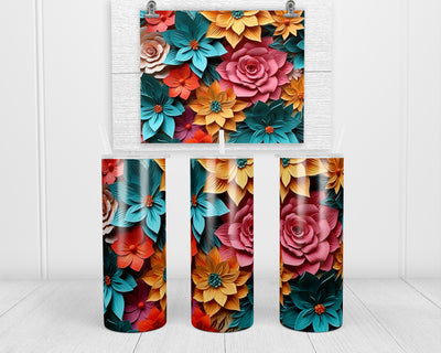 3D Floral Mix 20 oz insulated tumbler with lid and straw