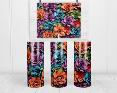 3D Flowers Mix 20 oz insulated tumbler with lid and straw