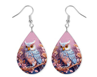 3D Lavender and Blue Owl Earrings and Necklace Set - Sew Lucky Embroidery