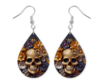 3D Midnight Skull Earrings and Necklace Set - Sew Lucky Embroidery