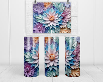 3D Ombre Floral 20 oz insulated tumbler with lid and straw