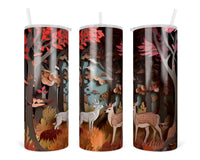 3D Woods with  Deer 20 oz insulated tumbler with lid and straw - Sew Lucky Embroidery