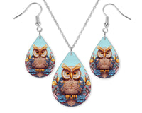 3D Gold Floral Owl Earrings and Necklace Set - Sew Lucky Embroidery