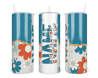 Blue Daisy Personalized 20oz Insulated Tumbler with Lid and Straw - Sew Lucky Embroidery