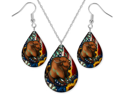 American Bison Teardrop Earrings and Necklace set