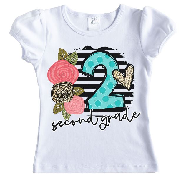Back to School Floral Stripes Shirt - Sew Lucky Embroidery