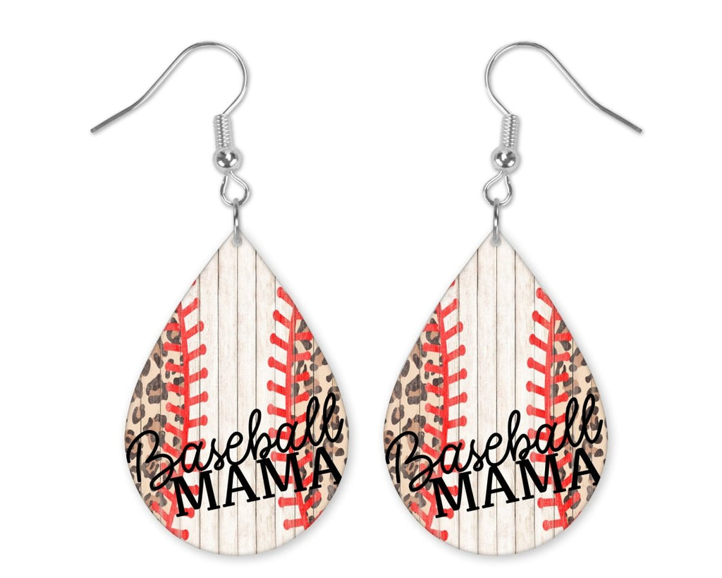 Baseball Mama Teardrop Earrings - Sew Lucky Embroidery