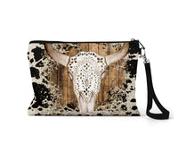 Bull Skull with Cow Print Makeup Bag - Sew Lucky Embroidery