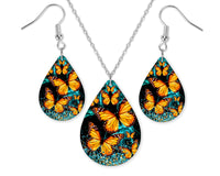 Butterflies Earrings and Necklace Set - Sew Lucky Embroidery