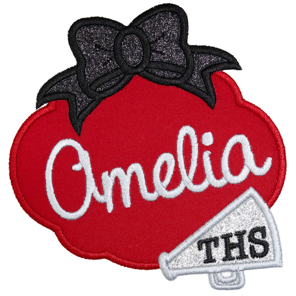 Personalized Cheer Patch with Name and Megaphone Custom Embroidered Cheerleader Patch for Jackets, Bags, or Team Spirit Wear - Sew Lucky Embroidery