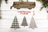 Christmas Tree Farm Handmade Wood Wagon Decor Set - Sew Lucky Embroidery