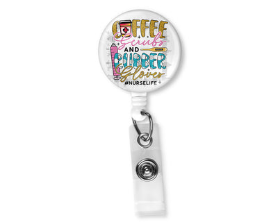 Coffee Scrubs and Gloves Badge Reel