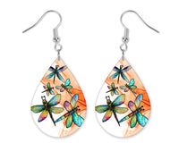 Colorful Dragonflies Earrings and Necklace Set - Sew Lucky Embroidery