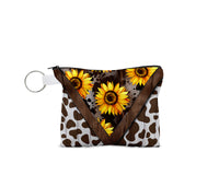 Cow Print and Sunflowers Coin Purse - Sew Lucky Embroidery