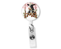 Cow on a Swing Badge Reel - Sew Lucky Embroidery