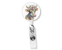 Cow with Horns Badge Reel - Sew Lucky Embroidery