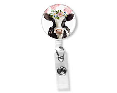 Cow with Flowers Badge Reel
