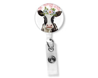 Daisy Cow Badge Reel - Sew Lucky Embroidery