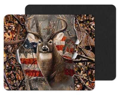 Deer and American Flag Rip Mouse Pad