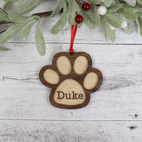 Dog Paw Print Christmas Ornament Personalized - Sew Lucky Embroidery