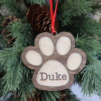 Dog Paw Print Christmas Ornament Personalized - Sew Lucky Embroidery
