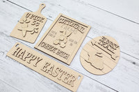 DIY Easter Bunny Handmade Wood Wagon Decor Set - Sew Lucky Embroidery