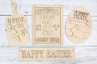 DIY Easter Bunny Handmade Wood Wagon Decor Set - Sew Lucky Embroidery