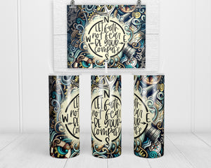 Faith Compass 20 oz insulated tumbler with lid and straw - Sew Lucky Embroidery