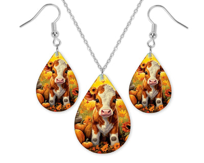 Fall Calf Earrings and Necklace Set
