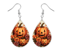 Fall Jack-O-Lanterns Earrings and Necklace Set - Sew Lucky Embroidery