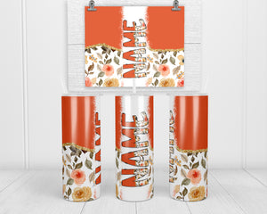 Fall Floral Personalized 20 oz insulated tumbler with lid and straw - Sew Lucky Embroidery