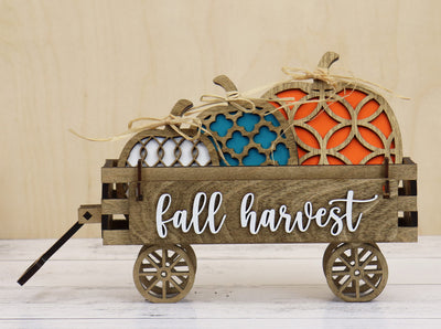 Handmade Wood Wagon Fall Thanksgiving Decor Set